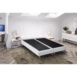 CREASOM Sommiers 2 X 90 X 200 - 14 Lattes Fixes - BLANC - BANYAN