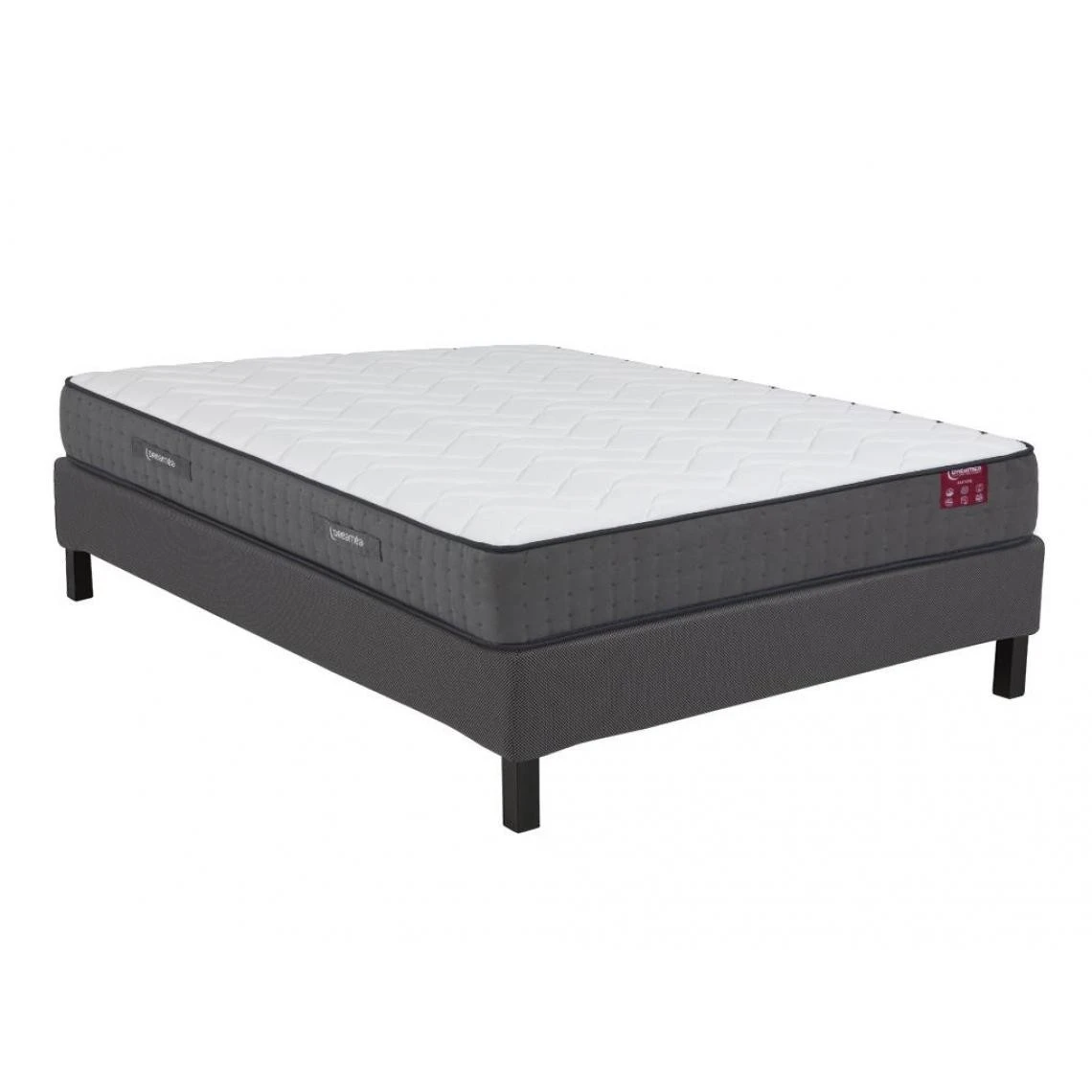 Vente-unique Ensemble Sommier Déco En Kit + Matelas Ressorts Ensachés 5 Zones Acc...