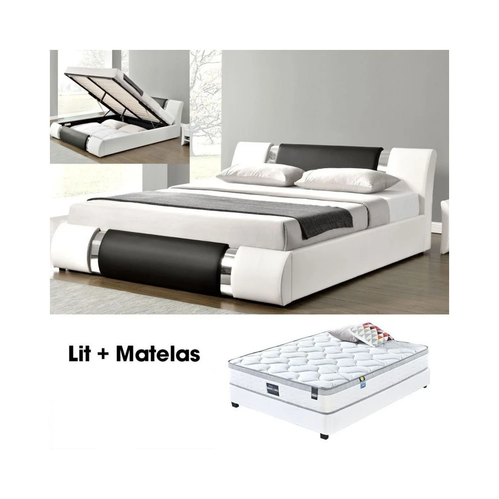 Meubler Design Lit Coffre + Matelas 160 ATLANTIC