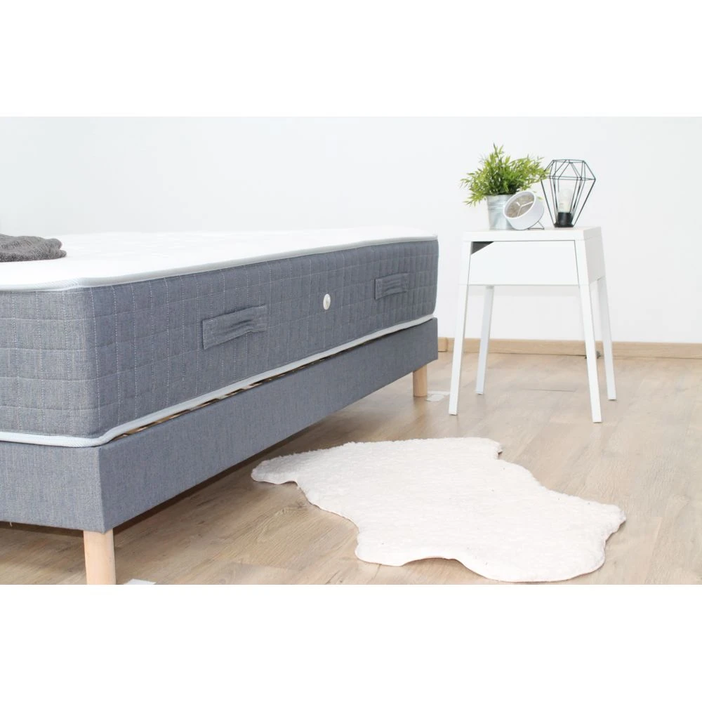 Lovea Sommier 12 Lattes DĂ©co Bleu Denim + Pieds 140x190cm â Image 3