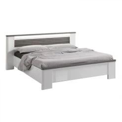 Modern Living Lit 140x190 Cm VERTIGO Blanc Et Imitation Chêne Gris