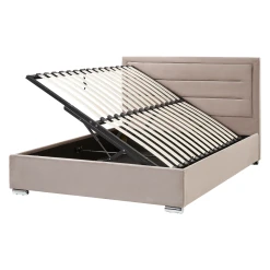 Beliani Lit Avec Coffre En Velours Taupe 160 X 200 Cm ROUEN