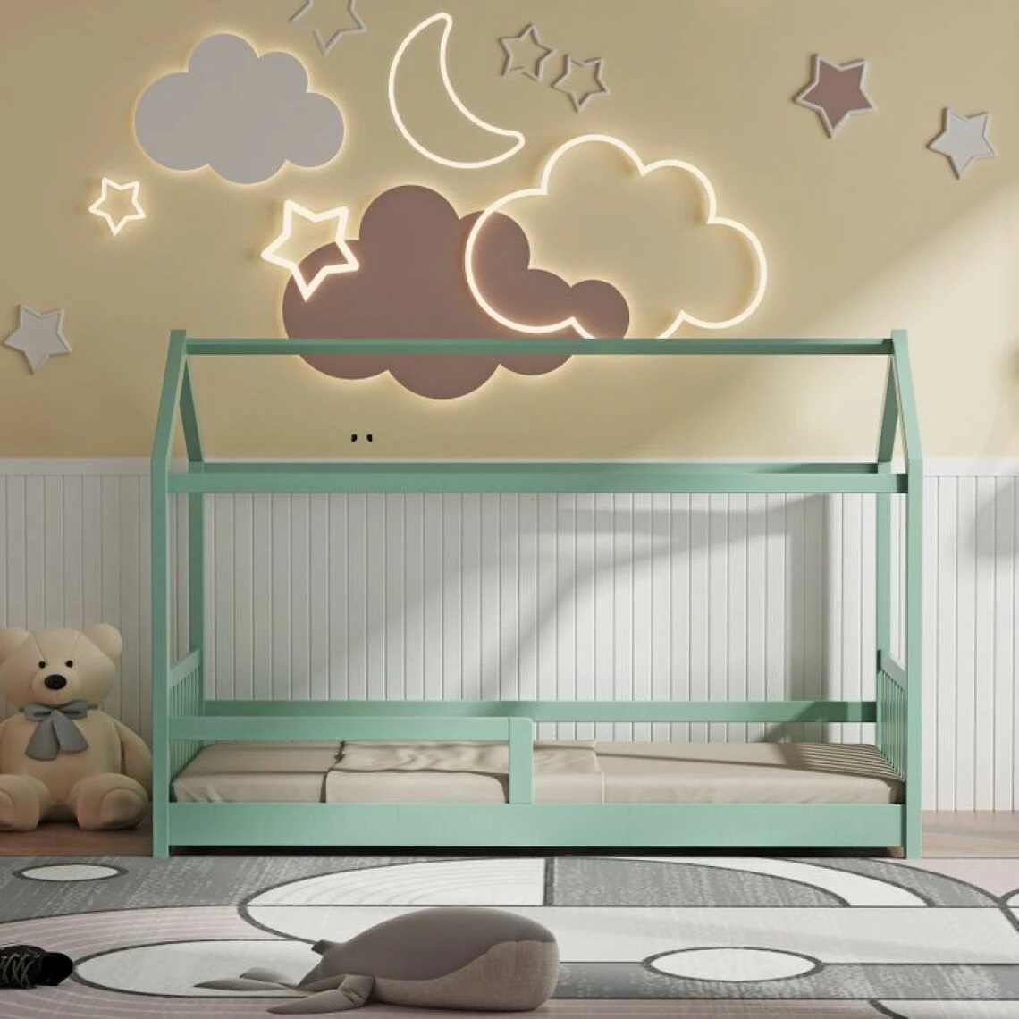 BUT Lit Cabane HUTTY 90x190 Cm Vert – Image 2