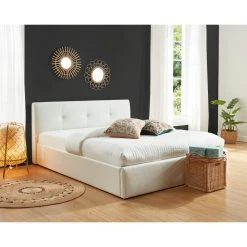 Baita Lit Coffre SEGURO Simili Blanc 140x190cm