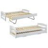 Ac-Deco Lit Gigogne 90x200 Cm VINDAS En Bois Massif Blanc