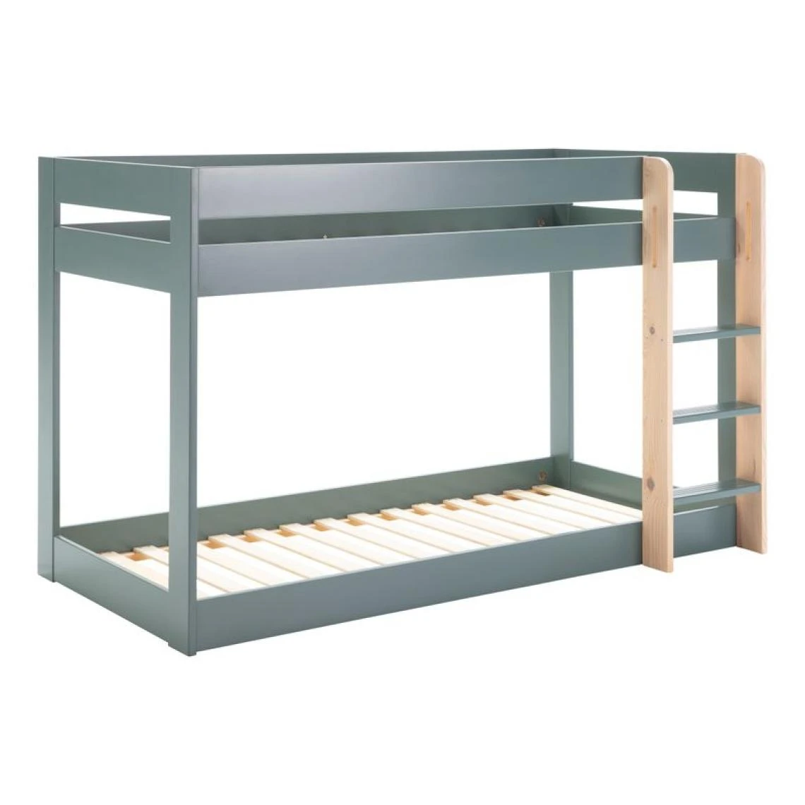 BUT Lit Superposé 2x90x190 Cm ESTEBAN Pin Massif Et Laqué Vert – Image 4