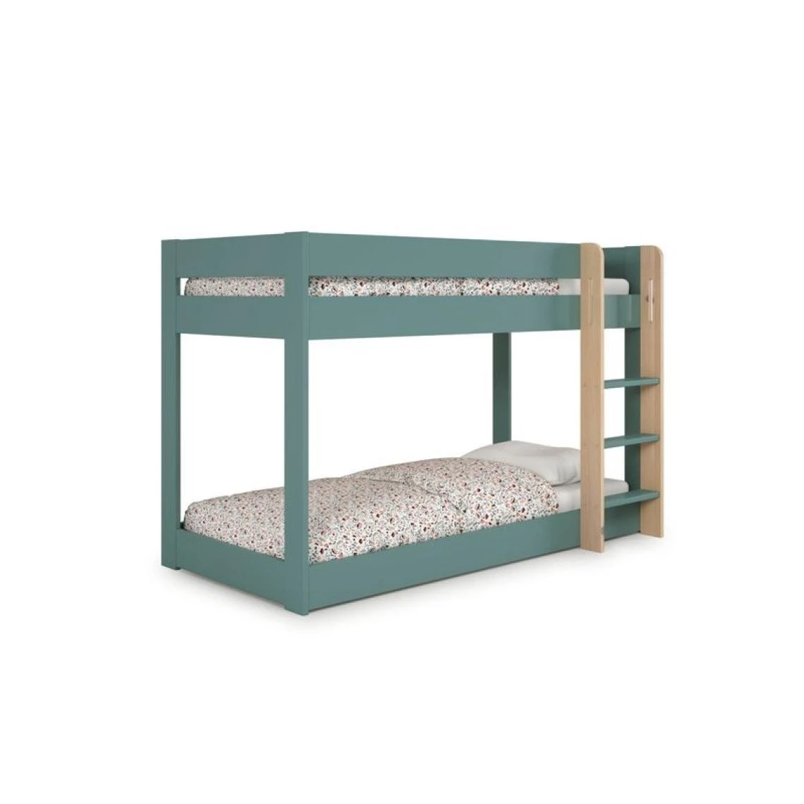 BUT Lit Superposé 2x90x190 Cm ESTEBAN Pin Massif Et Laqué Vert – Image 5