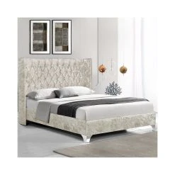 Meubler Design Lit Capitonné Grand Tête De Lit Focuse - Beige - 140x190