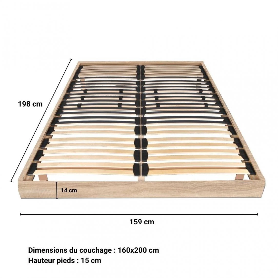 Le Quai Des Affaires Sommier Sur Pied SOMKIT 160x200 / ChĂȘne Blanchi â Image 4