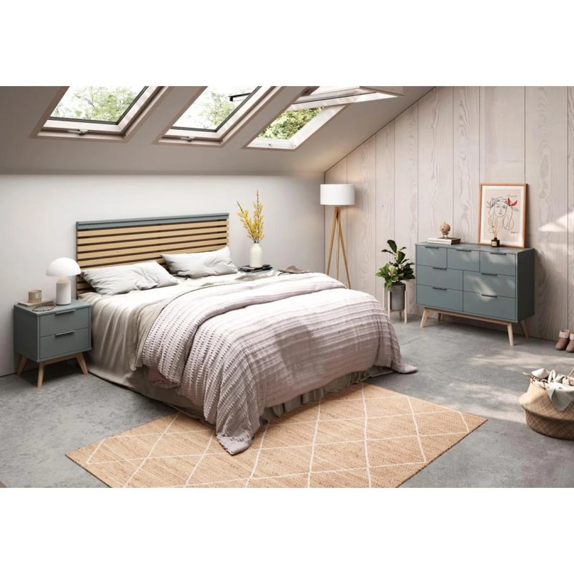 BUT Tête De Lit 146 Cm PISCO Vert Grisé. – Image 2