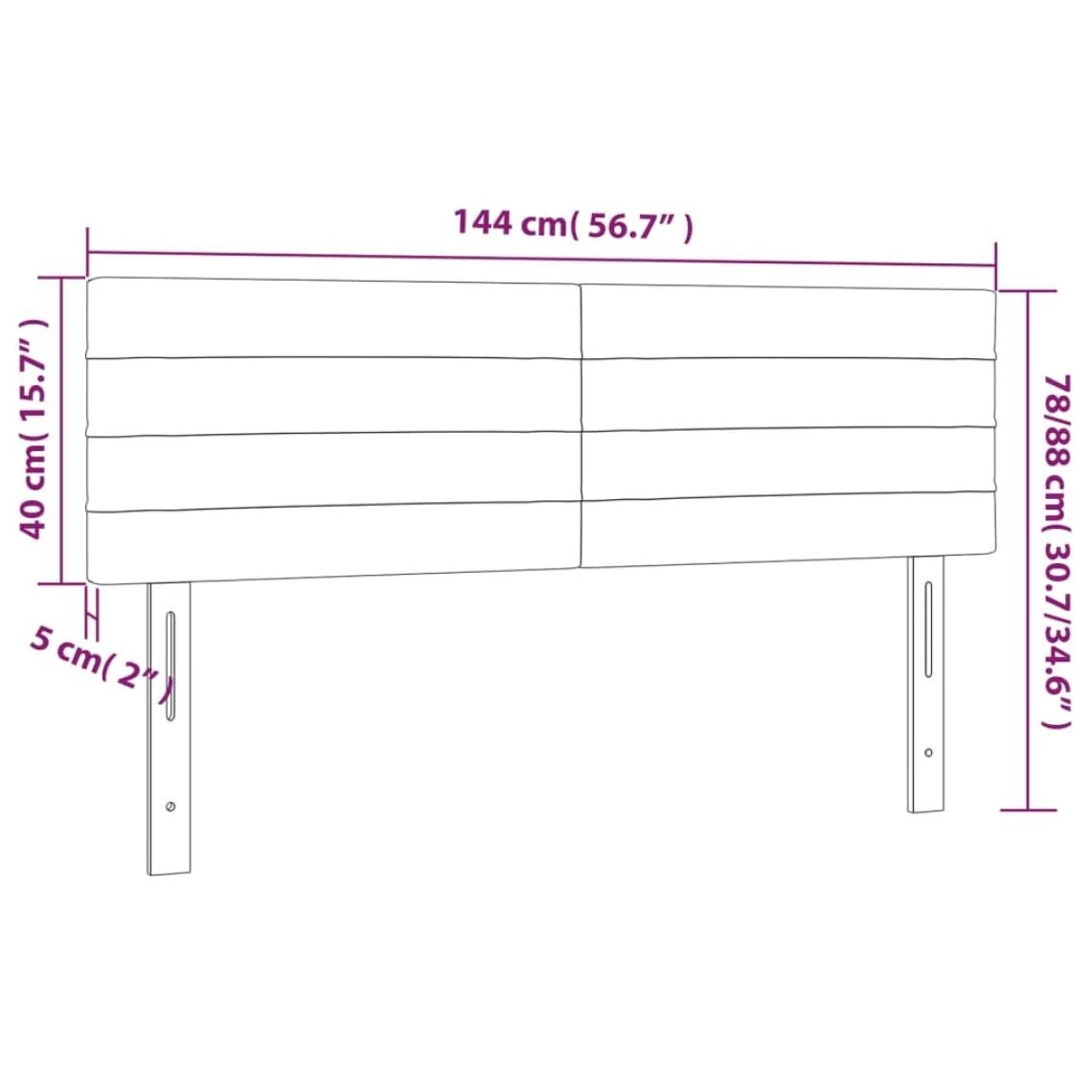 VidaXL Tête De Lit à LED Crème 144x5x78/88 Cm Tissu – Image 5