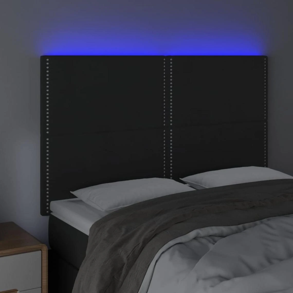 VidaXL Tête De Lit à LED Noir 144x5x118/128 Cm Velours – Image 2