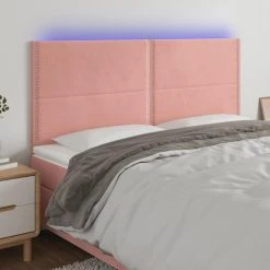 VidaXL Tête De Lit à LED Rose 200x5x118/128 Cm Velours