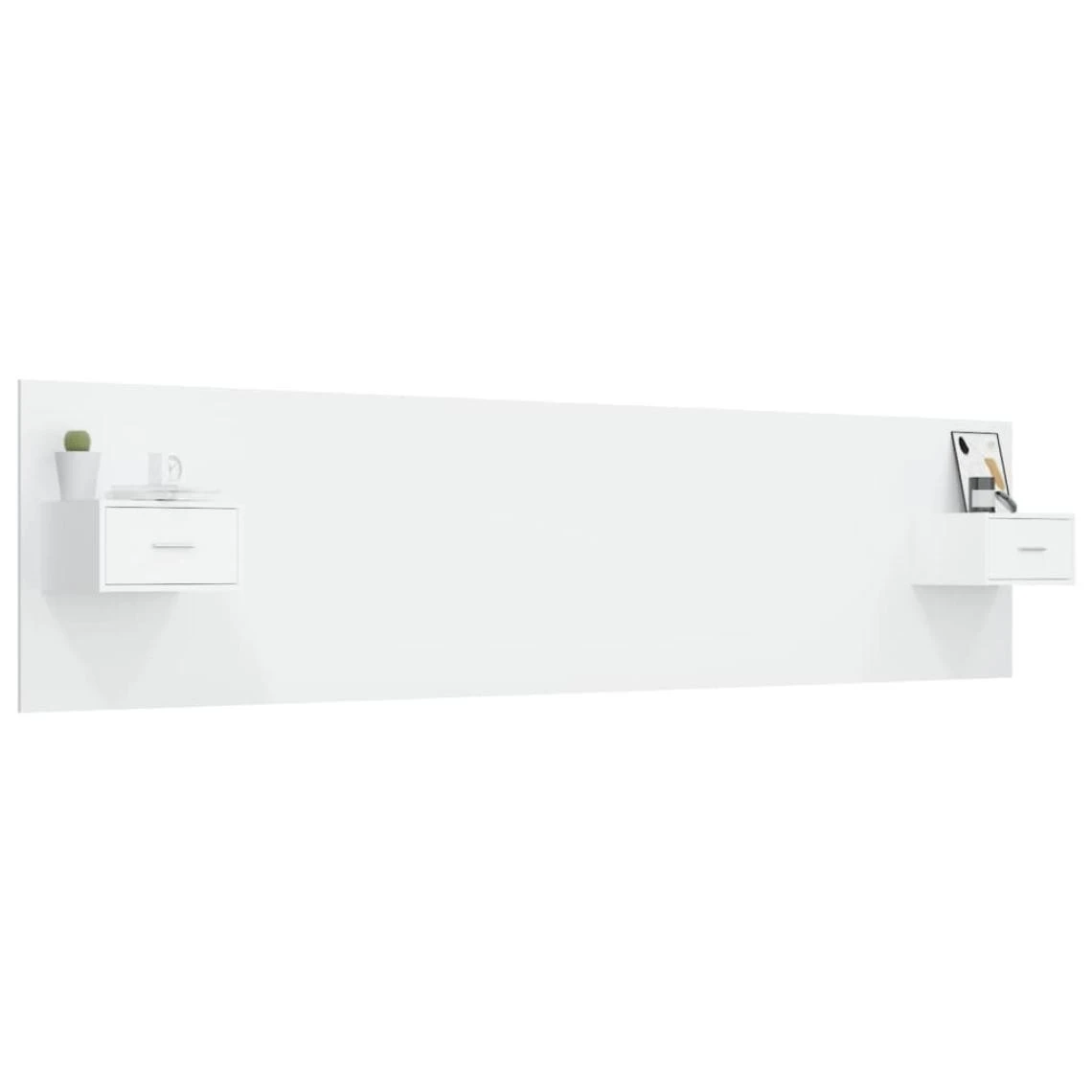 VidaXL Tête De Lit Avec Armoires Blanc Bois D’ingénierie – Image 3