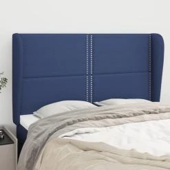 VidaXL Tête De Lit Avec Oreilles Bleu 147x23x118/128 Cm Tissu
