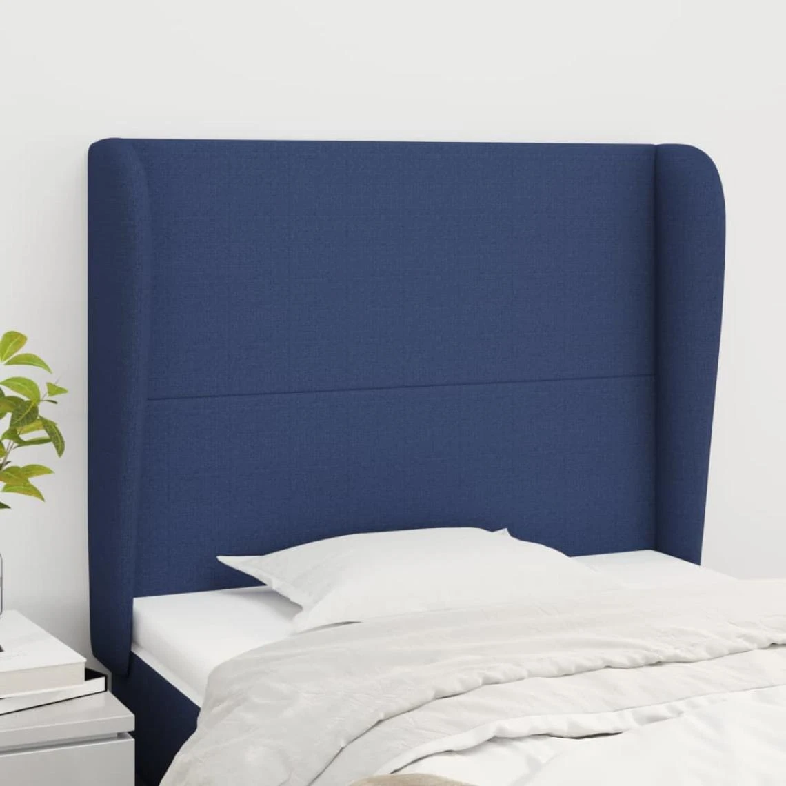 VidaXL TĂȘte De Lit Avec Oreilles Bleu 93x23x118/128 Cm Tissu
