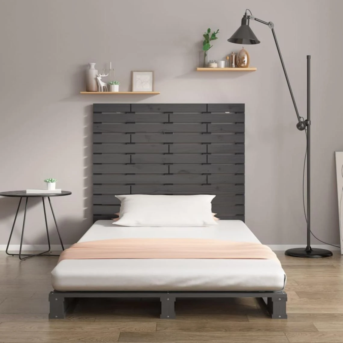 VidaXL TĂȘte De Lit Murale Gris 81x3x91,5 Cm Bois Massif De Pin â Image 2