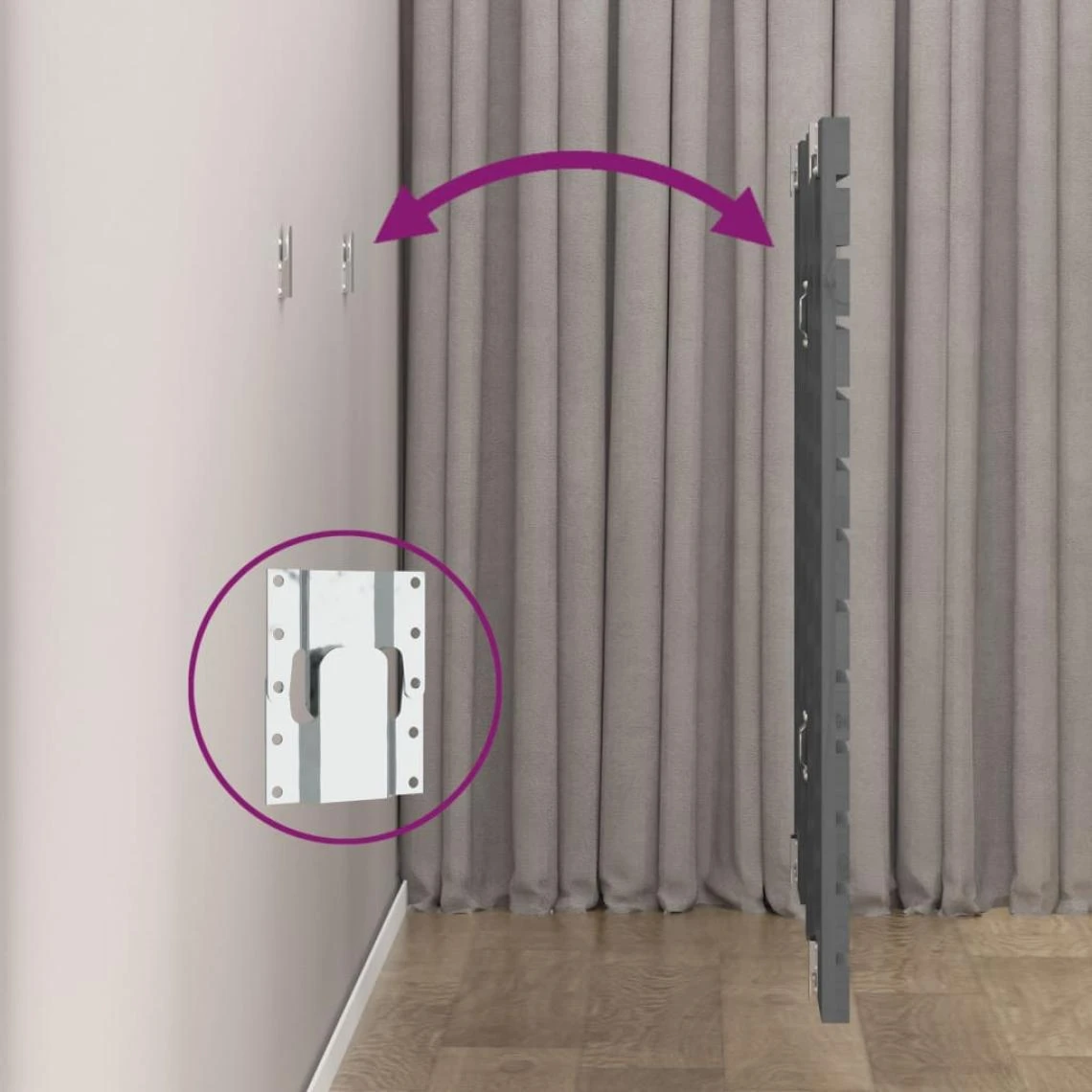 VidaXL TĂȘte De Lit Murale Gris 81x3x91,5 Cm Bois Massif De Pin â Image 5